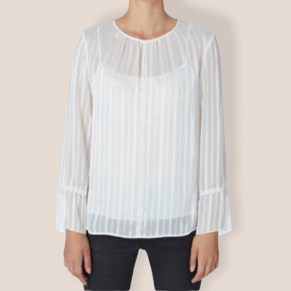 DKNY Sheer Bell Sleeve Blouse